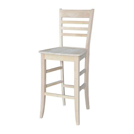 International Concepts Roma Bar Height Stool, 30" Seat Height, Unfinished S-3103